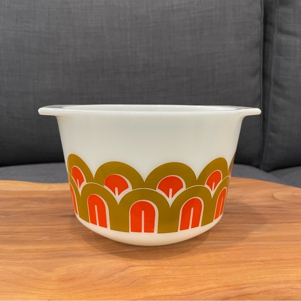🎄✨Rare✨1971 Vintage✨PYREX✨Mixer Bowl 11/2 QT.✨Retro Art Deco Arches Fish Scales